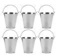 Round Galvanized Buckets - 6-Pack Steel Buckets with Handle for Beer and Drinks, Table Centerpiece Party Supplies, 100-Ounce, Silver, 7 x 7 Inches Online