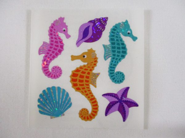 Sandylion Seahorse Seashell Glitter Sticker Sheet   Module - Vintage & Collectible Discount