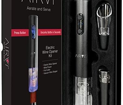 AirVi Electric Wine Opener Kit and Gift Box, Professional Wine Accessories, Automatic Corkscrew, Aerator, Foil Cutter, Wine Stopper For Cheap