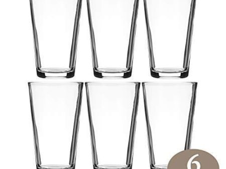 Modvera Drinkware Beer Pint Glass 16 Ounce | Versatile Cocktail Shaker Beer Glass | Perfect for the Pub, Home Bar, or Everyday Use | Ultra Clear Strong Rim Tempered Mixing Beer Glass | Set of 6 Online