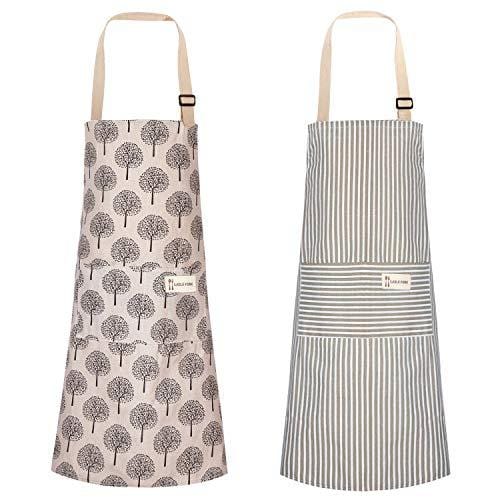 2 Pieces Cotton Linen Cooking Apron Adjustable Kitchen Apron Soft Chef Apron with Pocket for Women and Men Online now