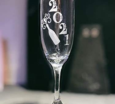 2021 Champagne Glass with Champagne Bottle Design, New Year s Eve Toasting Glass, New Year s Eve Party Favor, Hand-Engraved Online now