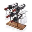 Tabletop Wood Wine Holder, Countertop Wine Rack, Hold 4 Wine Bottles and 4 Glasses, Perfect for Home Decor & Kitchen Storage Rack, Bar, Wine Cellar, Cabinet, Pantry, etc, Wood & Metal (Bronze) Online