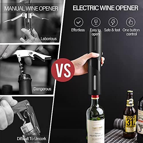 BALORIZ 4-in-1 Electric Wine Bottle Opener Kit Rechargeable Automatic Corkscrew Set with Foil Cutter, Vacuum Stopper, Pourer for Kitchen, Home, Bar, Restaurant, Wine Lovers, Christmas Gift for Him Online