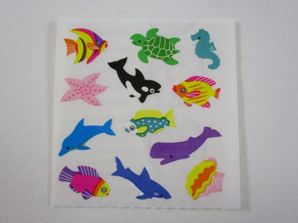 Sandylion Fish Turtle Whale Shark Ocean Sticker Sheet   Module - Vintage & Collectible on Sale