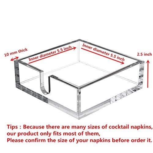 CY craft Acrylic Cocktail Paper Napkin Holder,Decorative Clear Cocktail Napkin Caddy Beverage Napkin holder,Pack of 1 For Discount