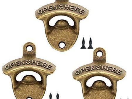 YKLIGTN 3 Pcs Latest Bronze Wall Mounted Bottle Openers Vintage Beer Bottle Opener Suitable for Bars KTV Hotels Homes (bronze, 3) Online Hot Sale