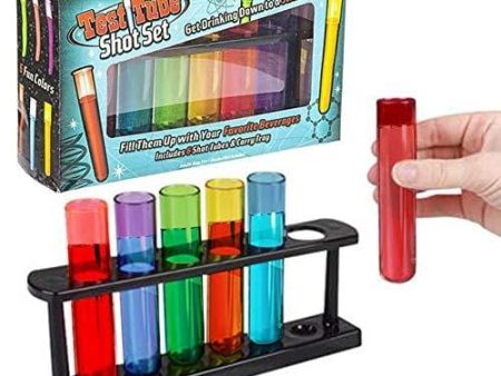 ArtCreativity Test Tube Glass Set, 6 Plastic Laboratory Glasses with Carry Tray, Funny Scientific Gifts for Adults, Cool Chemistry Graduation Gag Gift, Unique Drinking Gifts for Men and Women Online now