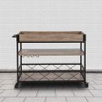 Taylor + Logan Distressed Wood Kitchen Bar Cart with Storage Rack and Shelf, Light Oak Online now