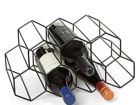 Countertop Wine Rack - 9 Bottle Wine Holder for Wine Storage - No Assembly Required - Modern Black Metal Wine Rack - Wine Racks Countertop - Small Wine Rack - Wine Bottle Storage - Tabletop Wine Rack Discount