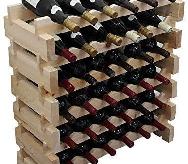 Wine Rack Pine Wood Stackable Storage Stand Display Shelves, Wobble-Free, Thicker Wood, Online Sale