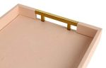 Home Redefined Modern Elegant 18 x12  Rectangle Pink Glossy Shagreen Decorative Ottoman Coffee Table Perfume Living Room Kitchen Serving Tray with Gold Polished Metal Handles for All Occasion s For Discount