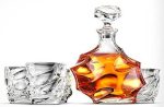 Ashcroft 5-Piece Everest Whiskey Decanter Set. 4 Glasses and Scotch Decanter with Stopper. Unique Elegant Dishwasher Safe Glass Liquor Bourbon Decanter Ultra - Clarity Glassware Sale