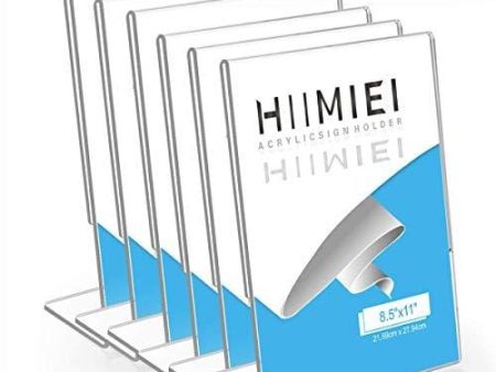 HIIMIEI Acrylic Slant Sign Holder 8.5x11 6 Pack, Plastic Table Menu Display Stand Holder, Plexi Single Ad Frame for Restaurants,Hotels,Stores For Sale