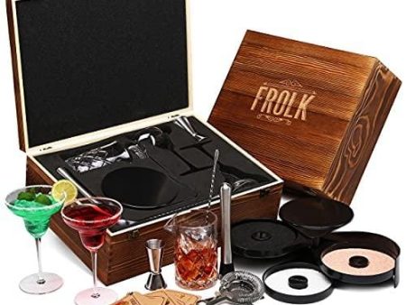 Frolk Complete Bar Set - Bar Tools - Cocktail Set - Mixing Glass, Cocktail Glasses, Spoon, Muddler, Jigger - Mixology Bar Accessories Tool Kit - Bartender Barware Set - Bartending Drink Mixer Kit For Sale