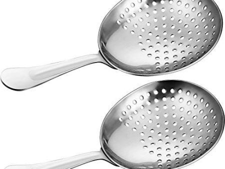 2 Pieces Julep Strainers Bar Strainer Cocktail Strainer Stainless Steel Cocktail Strainer Spoon for Cocktail Drinks Home or Commercial Bar Use Online now