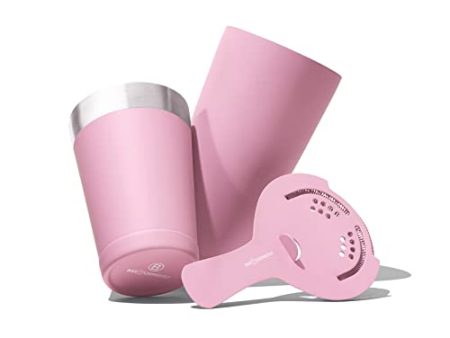 BarChemistry Cocktail Shaker – Professional Cocktail Set with Boston Shaker and Strainer – Stainless Steel Drink Shaker – Weighted Shaker Cups – Rubber Coated Boston Cocktail Shaker – Matte Pink Sale