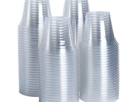 [100 Pack - 9 oz.] Crystal Clear PET Plastic Cups, Party Cups For Discount