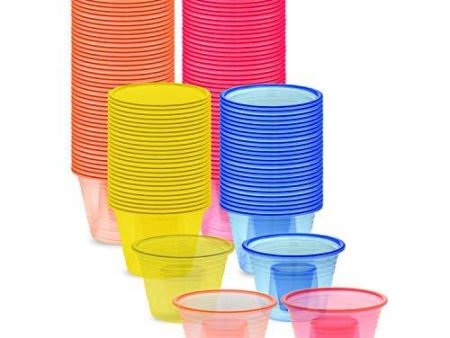 Zappy 100 Assorted Neon Colors Disposable Plastic Party Bomber Power Bomber Jager Bomb Cups Shot Glass Glasses Shot Cup Cups Jager bomb glasses Bomb shot glasses Bomber cups Bomber glasses Sale