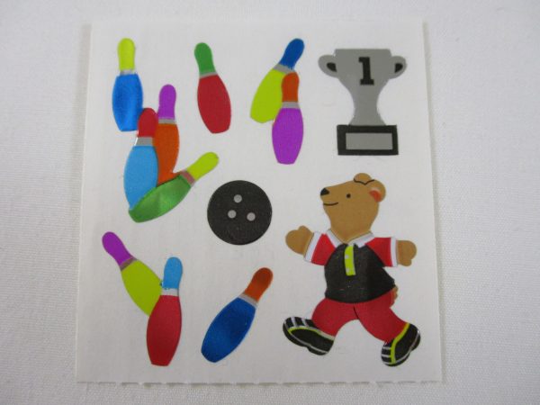 Sandylion Bear Bowling Foil Mylar Sticker Sheet   Module - Vintage & Collectible Supply