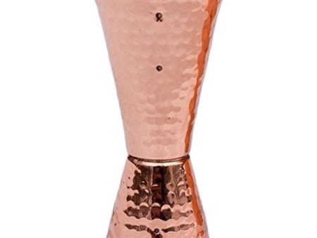 Prince of Scots Premium Hammered Pure Solid Copper Double Side Jigger, 1 ounce and 2 ounce Cups with 5 marks for measurement Supply