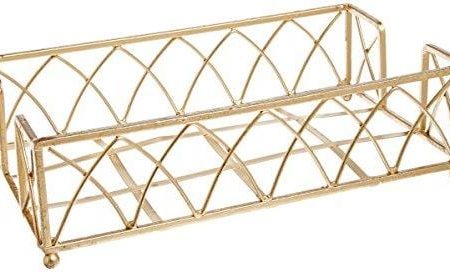 Boston International Arch Design Guest Towel Napkin Holder Caddy, 9 x 5.25-Inches, Gold Leaf For Sale