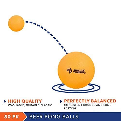 Rally and Roar Beer Pong Balls, 50 Count, 40mm, Orange - Colored Beer Pong Balls for Parties - Washable, Dent-Resistant Beer Pong Ball Set for Beer Pong Shots Game - Premium Table Tennis Accessories Discount