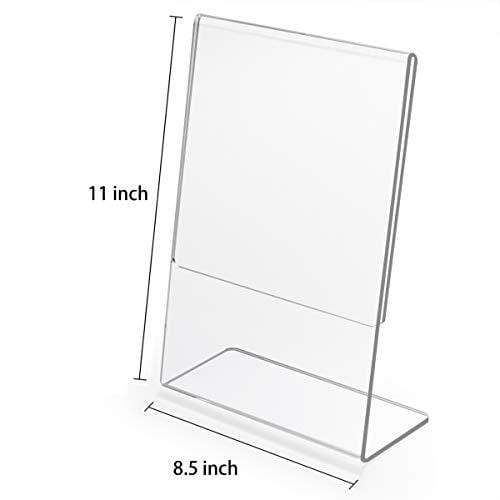 HIIMIEI Acrylic Slant Sign Holder 8.5x11 6 Pack, Plastic Table Menu Display Stand Holder, Plexi Single Ad Frame for Restaurants,Hotels,Stores For Sale