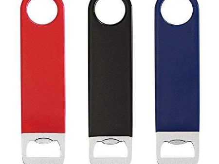 3 Pack Heavy Duty Stainless Steel Flat Bottle Opener, Solid and Durable Beer Openers, 7 inches Red, Black, Blue Supply