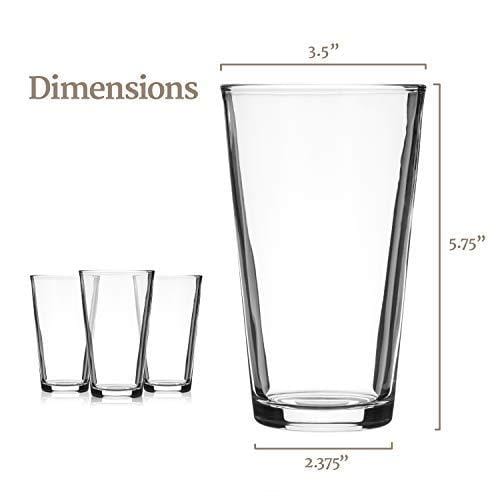 Modvera Drinkware Beer Pint Glass 16 Ounce | Versatile Cocktail Shaker Beer Glass | Perfect for the Pub, Home Bar, or Everyday Use | Ultra Clear Strong Rim Tempered Mixing Beer Glass | Set of 6 Online