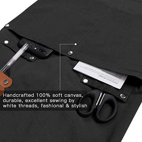 Chef Apron,Cross Back Apron for Men Women with Adjustable Straps and Large Pockets,Canvas,M-XXL (Black) For Sale