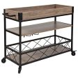 Taylor + Logan Distressed Wood Kitchen Bar Cart with Storage Rack and Shelf, Light Oak Online now