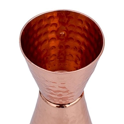 Prince of Scots Premium Hammered Pure Solid Copper Double Side Jigger, 1 ounce and 2 ounce Cups with 5 marks for measurement Supply