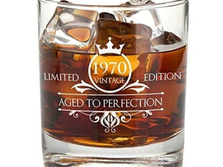 1970 50th Birthday Whiskey Glass for Men and Women - Vintage Funny Anniversary Gift Idea for Him, Her, Husband, Wife – 50 Year Old Gifts for Mom, Dad - Party Favors, Decorations - 11 oz For Cheap