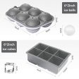 TINANA Ice Cube Tray, 2” Ice Cube Trays & 2” Ice Ball Mold, 2Pack Large Round Sphere Ice Ball Maker, Silicone Square Ice Cube Trays for Chilled Whiskey, Cocktails, Bourbon&Brandy(Gray) Online Hot Sale