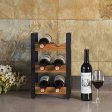 X-cosrack Rustic 3 Tier 6 Bottle Countertop Wine Rack Freestanding Wine Organizer Holder Stand Tabletop Liquor Storage Shelf Wood & Metal 9.8  L x 7.6  W x 16.5  H For Discount