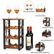 X-cosrack Rustic 6 Bottles Tabletop Wine Rack Freestanding 3 Tier Wine Organizer Holder Stand Countertop Liquor Storage Shelf Solid Wood & Iron 10.6  L x 8.6  W x 17.8  H Supply