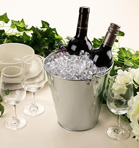 Round Galvanized Buckets - 6-Pack Steel Buckets with Handle for Beer and Drinks, Table Centerpiece Party Supplies, 100-Ounce, Silver, 7 x 7 Inches Online