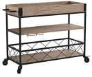 Taylor + Logan Distressed Wood Kitchen Bar Cart with Storage Rack and Shelf, Light Oak Online now