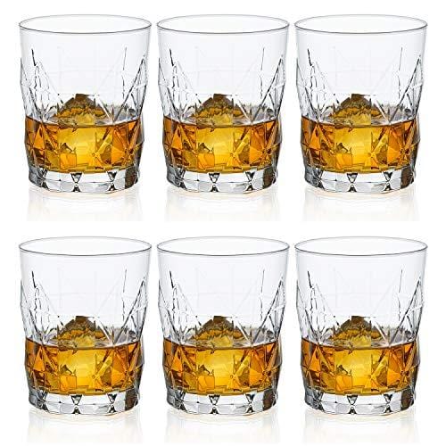 Premium Bourbon Glasses, Neat Whiskey Glass Set with Diamond Cut Design, Old Fashioned Scotch Glasses, Rocks Glasses Set of 6 for Bourbon and Cocktails, 11 ¾ oz For Sale