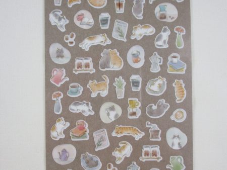 Cute Kawaii MW Quiet Life Series - B - Cat Feline Home Serene Tea Coffee Time Sticker Sheet - for Journal Planner Craft on Sale