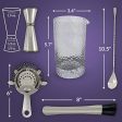 Bevants Cocktail Mixing Glass Bar Set - Bartender Kit Stainless Steel -24 oz Crystal Mixing Glass for Home Bar - 5 Piece Bar Accessories- Hawthorne Strainer, Bar Spoon, Jigger and Muddler. Great Gift on Sale