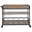 Taylor + Logan Distressed Wood Kitchen Bar Cart with Storage Rack and Shelf, Light Oak Online now