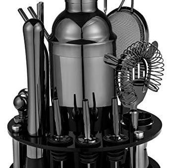 18 Piece Cocktail Shaker Set with Rotating Stand,Gifts for Men Dad Grandpa,Stainless Steel Bartender Kit Bar Tools Set,Home, Bars, Parties and Traveling (Gun-Metal Black) Online Hot Sale