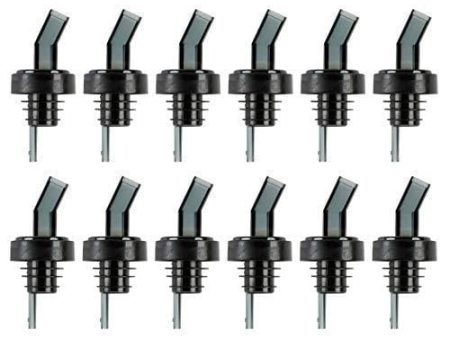 (Pack of 12) Screened Liquor Bottle Pourer, Black Spout Bottle Pourer with Collar, Screened Pour Spouts by Tezzorio Online Sale