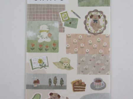 Cute Kawaii MW Lampo Scenic Animal Series - D - Dog Writing Letter Cake Tea Picnic Bread Food Nature Tender Classic Sticker Sheet - for Journal Planner Schedule Scrapbook Craft Fashion