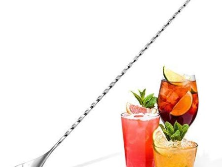 Zulay Premium 12 Inch Stainless Steel Cocktail Spoon, Long Attractive Spiral Design Perfect for Mixing and Layering Drinks, Bar Spoon & Cocktail Mixing Spoon for Cocktail Shakers, Tall Cups & Pitchers Discount