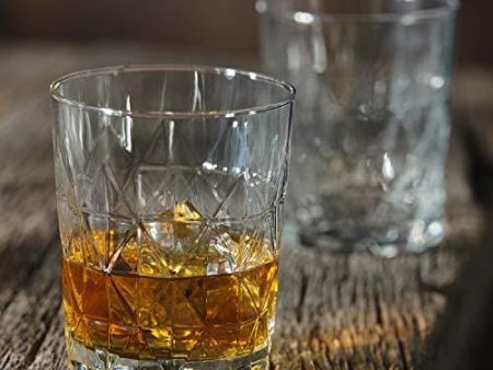 Premium Bourbon Glasses, Neat Whiskey Glass Set with Diamond Cut Design, Old Fashioned Scotch Glasses, Rocks Glasses Set of 6 for Bourbon and Cocktails, 11 ¾ oz For Sale