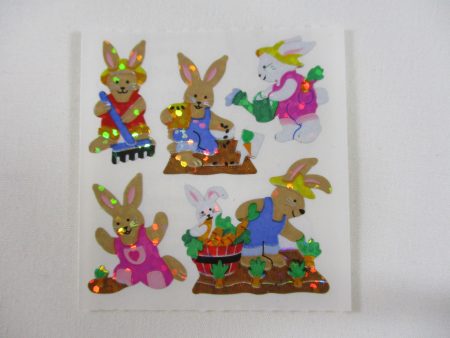 Sandylion Rabbit Gardening Glitter Sticker Sheet   Module - Vintage & Collectible Online now