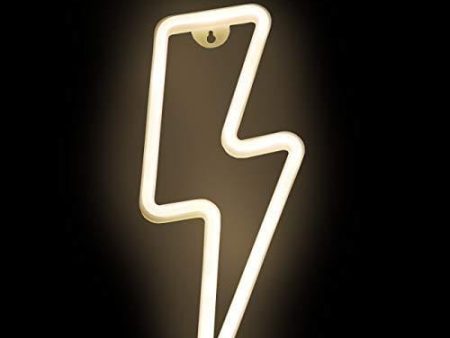 Sunnyglade USB Charging Battery LED Neon Decorative Lights,Neon Sign Shaped Decor Light, Wall Decor for Christmas,Birthday Party, Kids Room, Living Room, Wedding Party Decor (Lightning) Online Sale